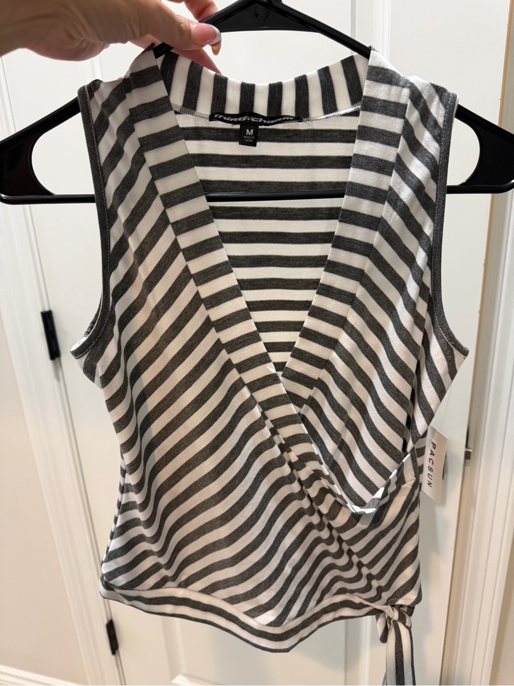 Naked Zebra Black & White Striped Wrap Camisole